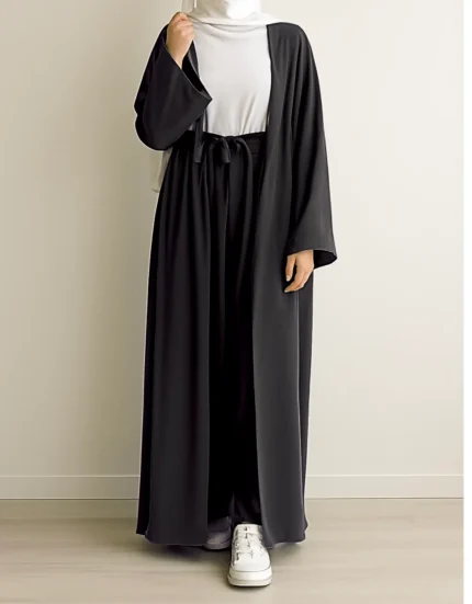 Oyster Kaan Abaya 3 Pc Set Black