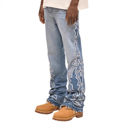 New Mens Denim Wide-leg Jeans With A Gradient Design